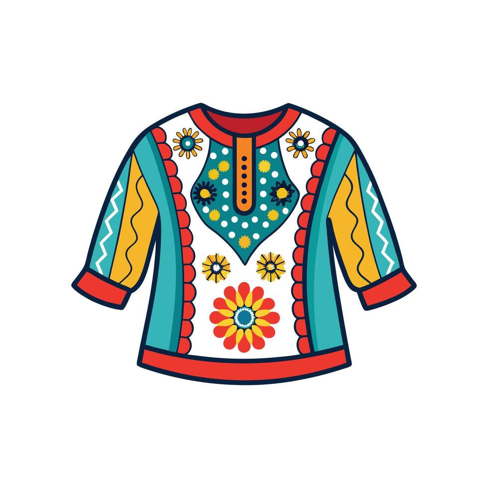 Chic Embroidered Boho Blouse Design vector