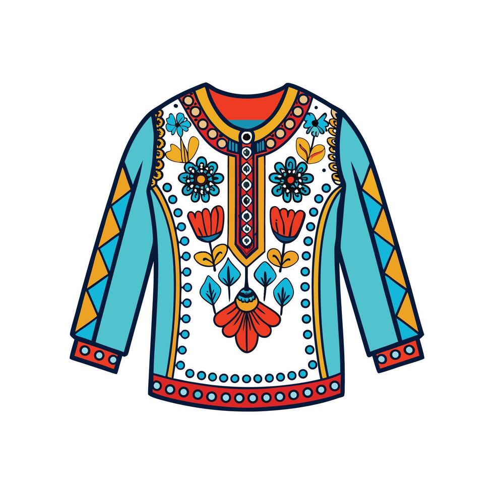 Trendy Embroidered Boho Blouse Illustration vector