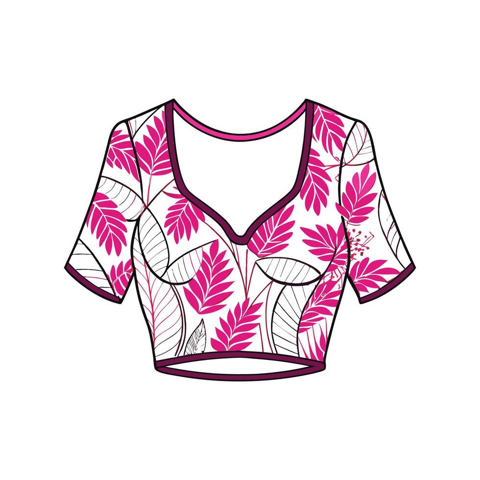 Chic Floral Chiffon Crop Top Design vector