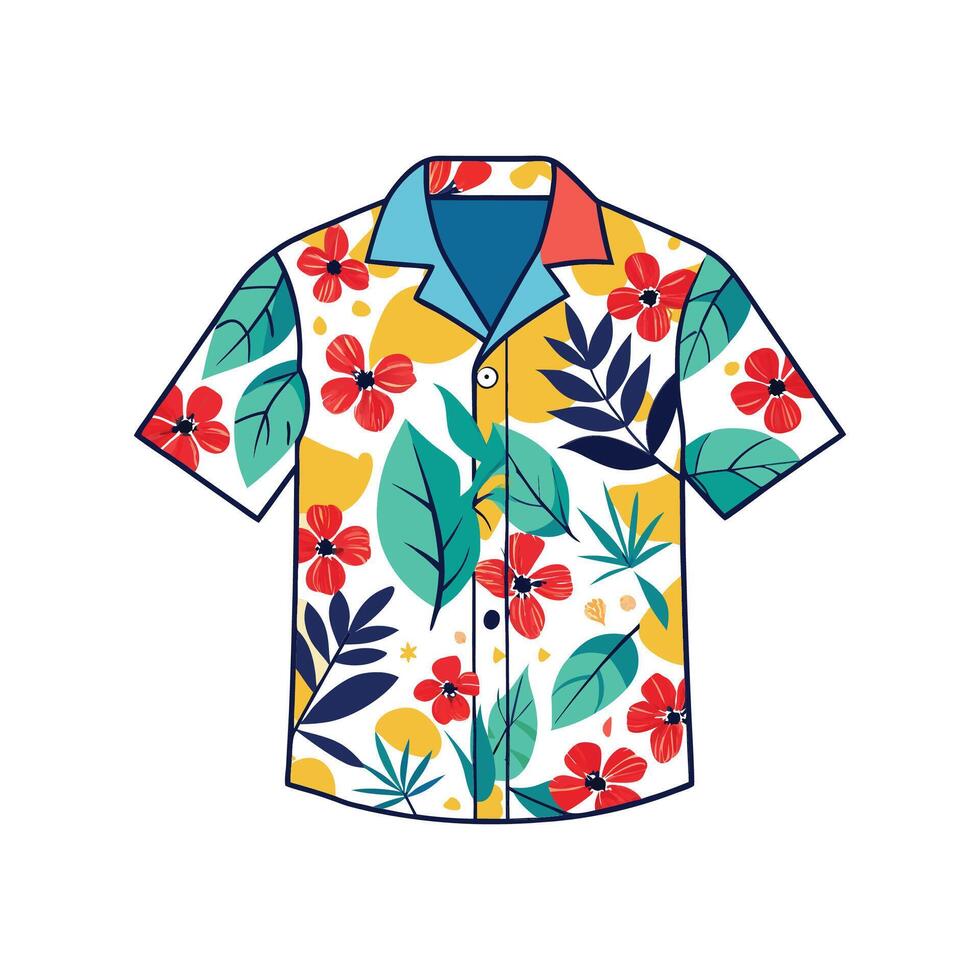 Creative Summer Floral Print Shirt Outline Design vector