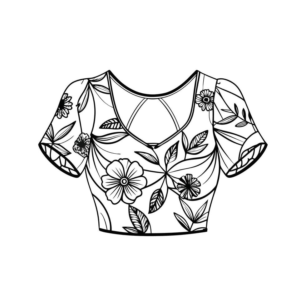 Stylish Floral Chiffon Crop Top Graphic vector