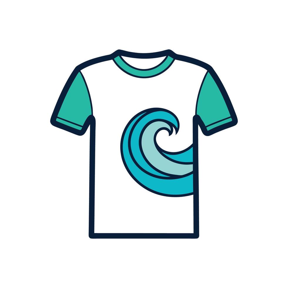 Chic Surfer Wave Print Tee Bold Outline Design vector