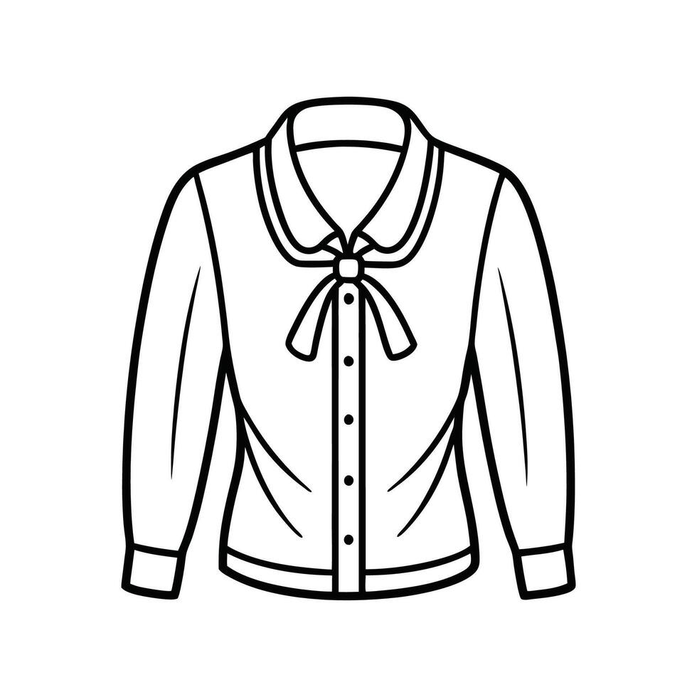 Creative Outline Design of Tied Front Boho Shirt vector
