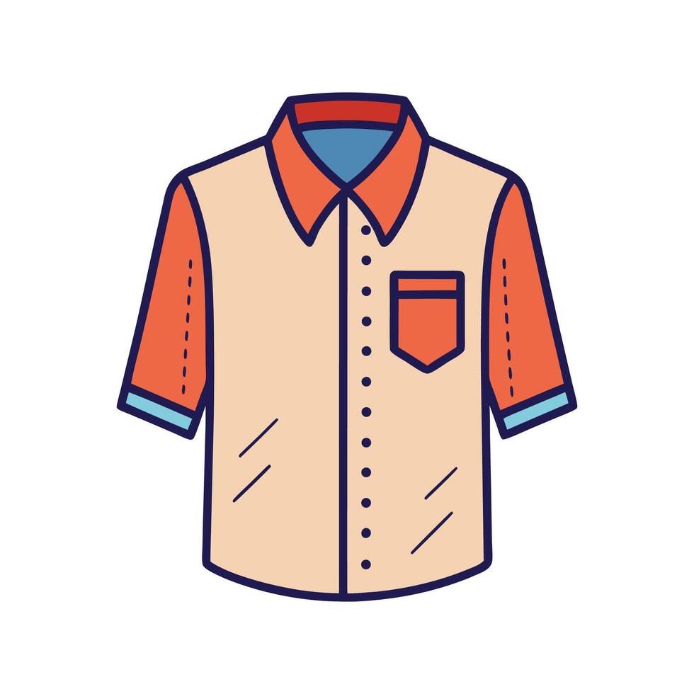 Unique Bold Outline of Textured Linen Shirt Art vector