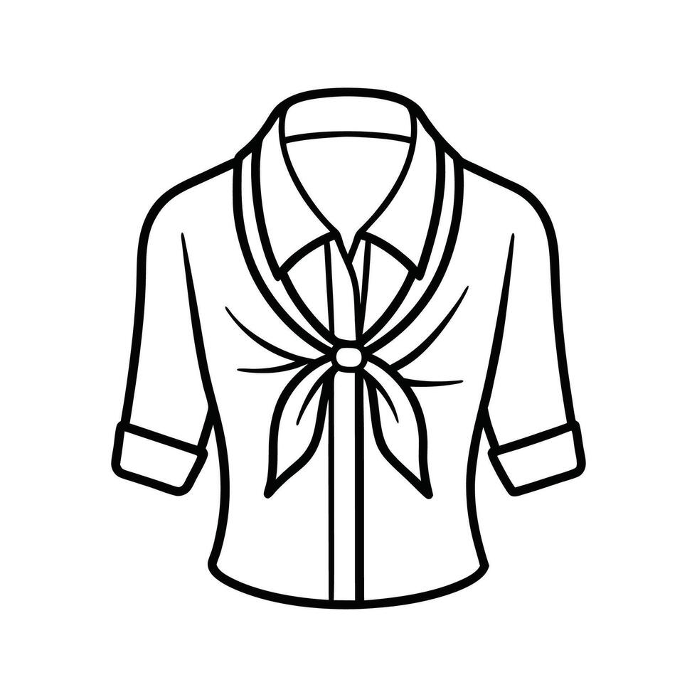 Stylish Outline of Tied Front Boho Shirt vector