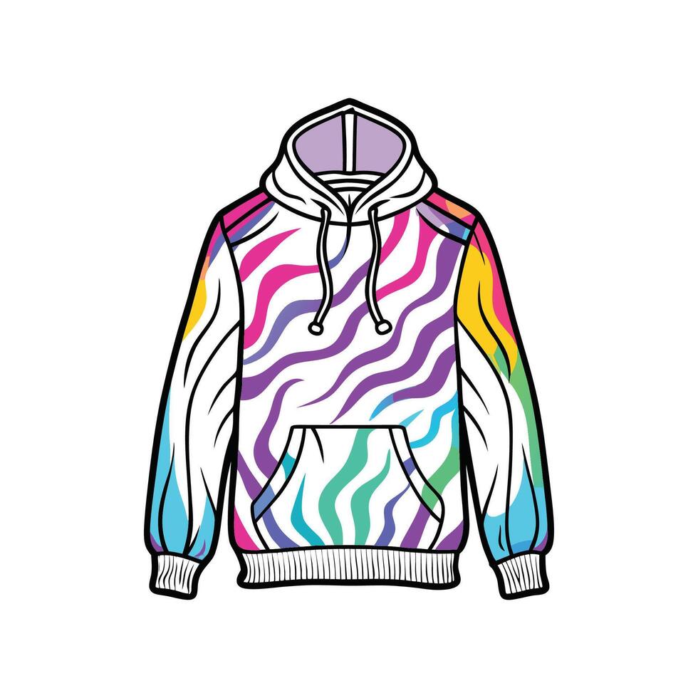 Chic Outline of Tie Dye Oversized Hoodie vector