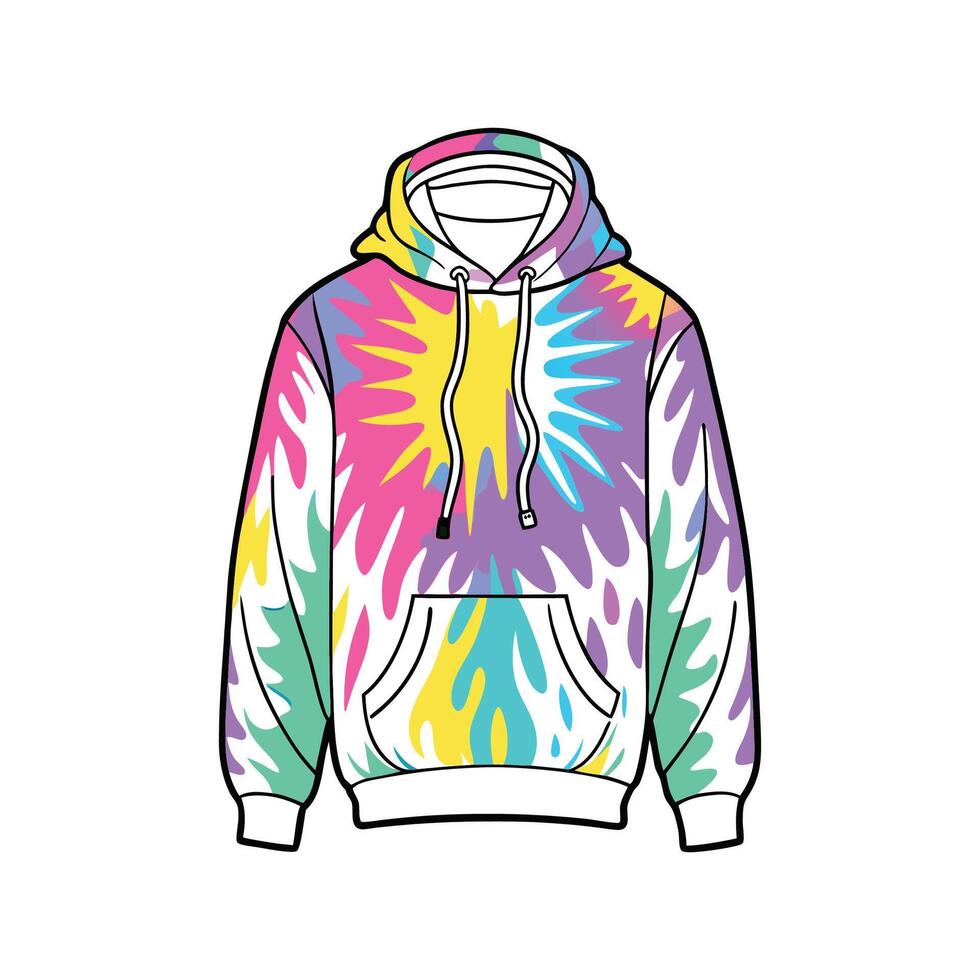 Creative Outline Design of Tie Dye Oversized Hoodie vector