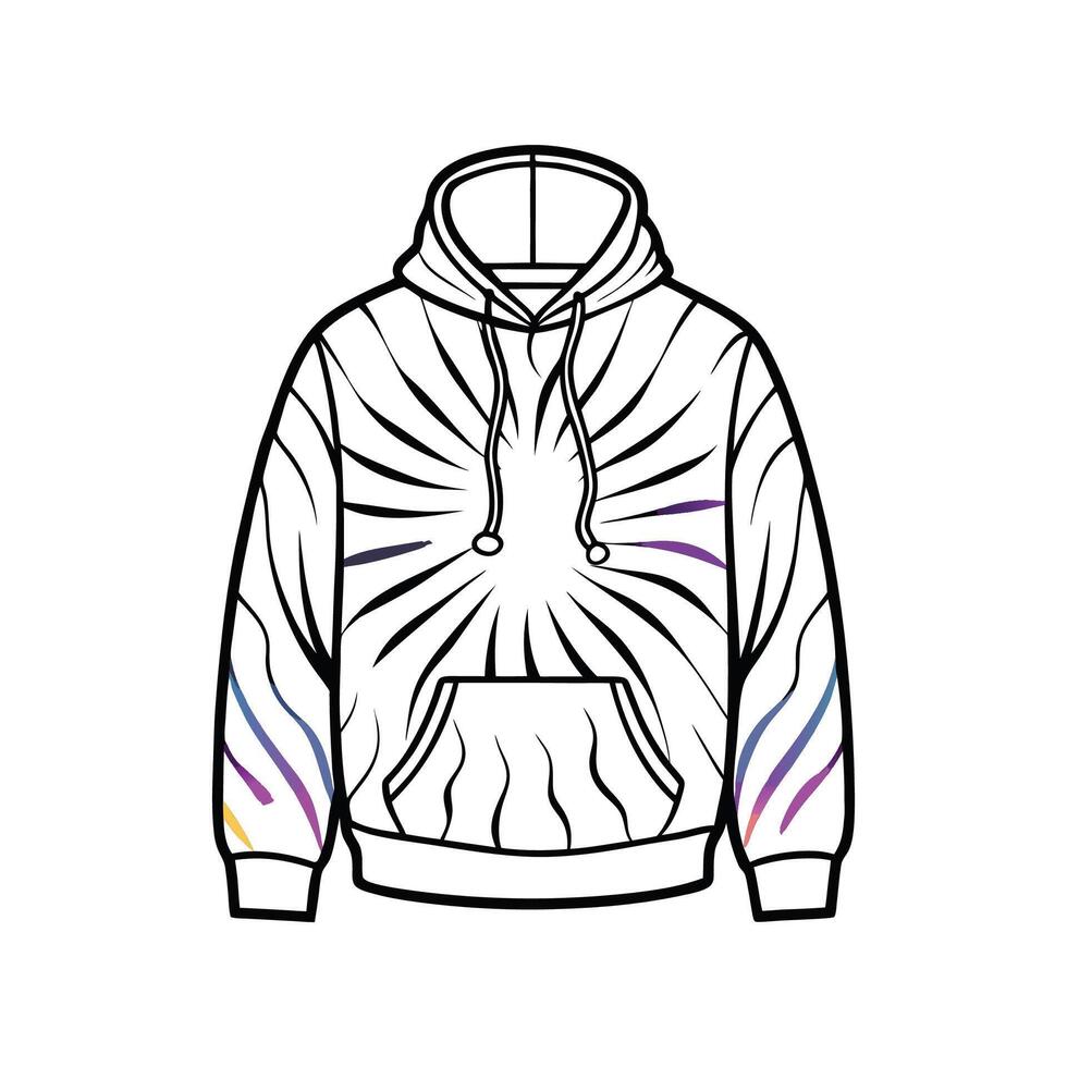 Trendy Tie Dye Oversized Hoodie Bold Outline vector