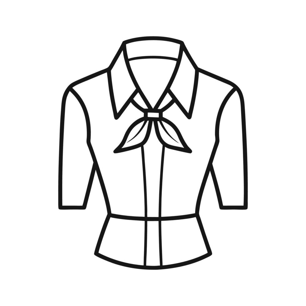 Creative Tie Waist Blouse Outline Design vector