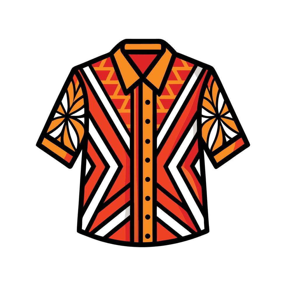 Stylish Outline of Tribal Patterned Shirt vector