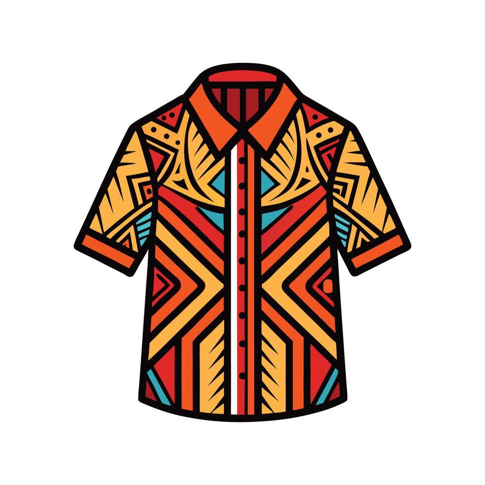 Unique Bold Outline of Tribal Patterned Shirt Art vector