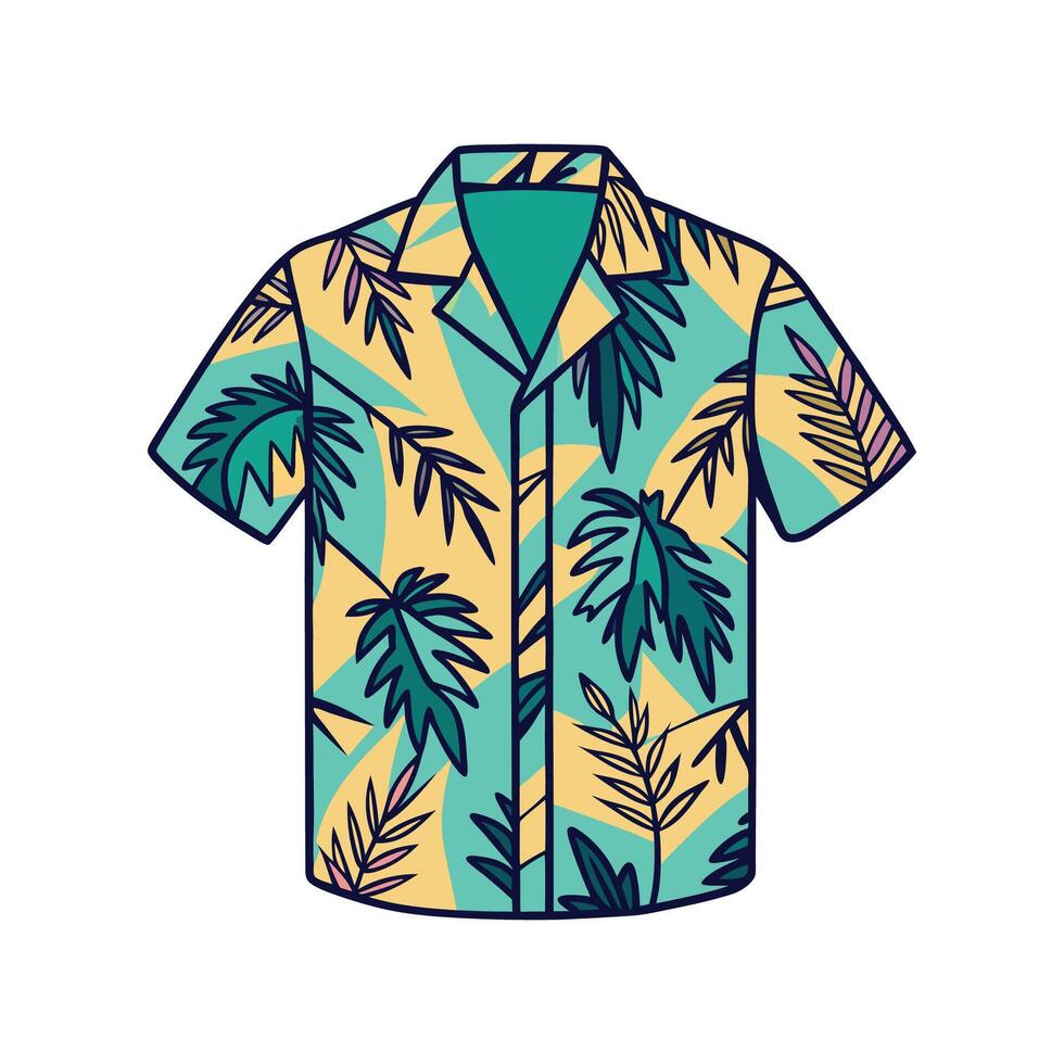 Creative Tropical Palm Print Shirt Outline Design vector
