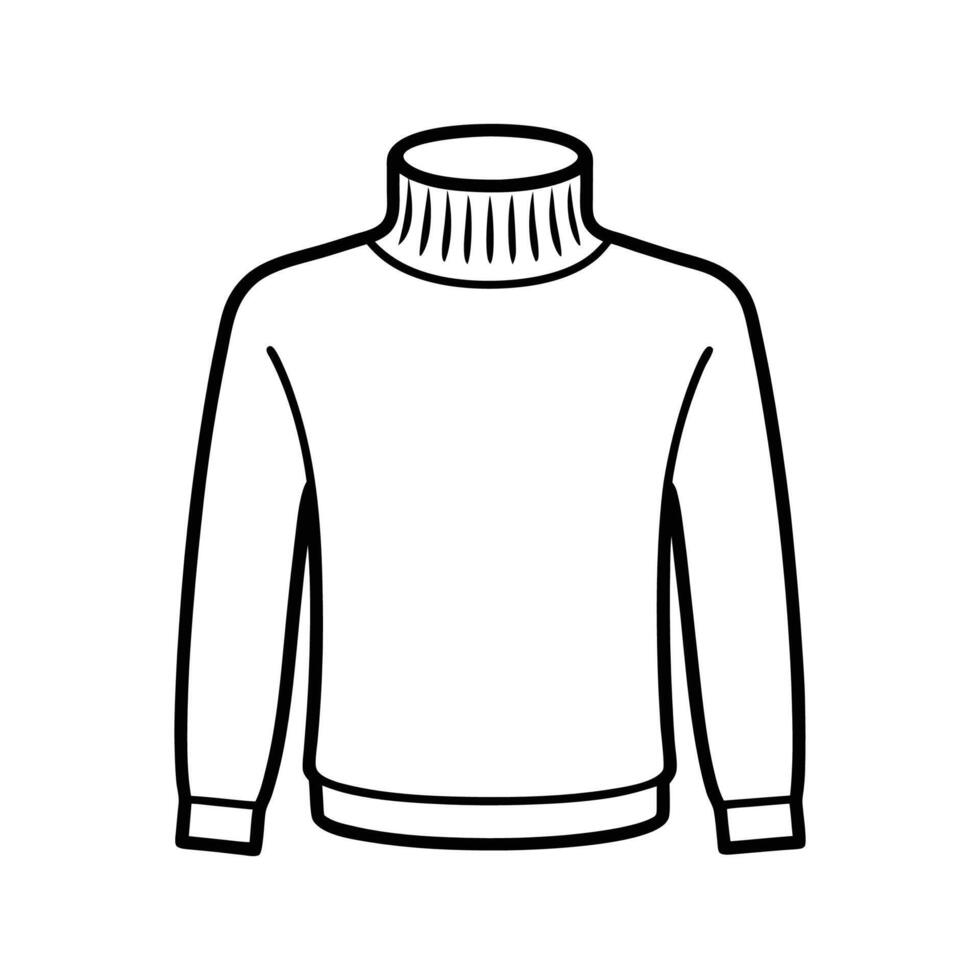 Unique Bold Outline of Turtleneck Sweater Art vector