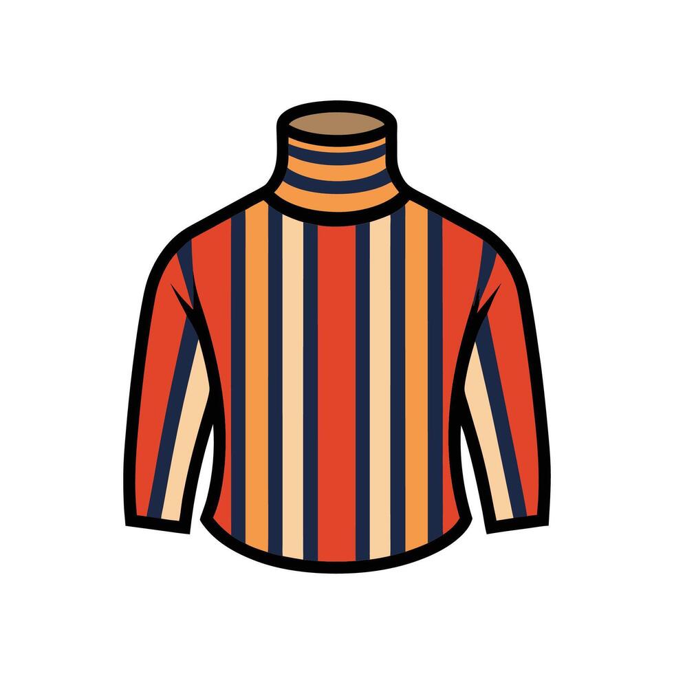 Creative Vintage Striped Turtleneck Outline Design vector