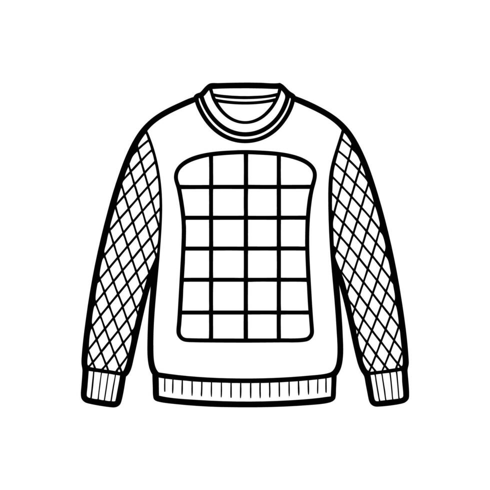 Creative Outline Design of Waffle Knit Long Sleeve Shirt vector