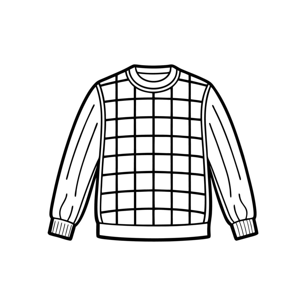 Unique Bold Outline of Waffle Knit Long Sleeve Shirt Art vector