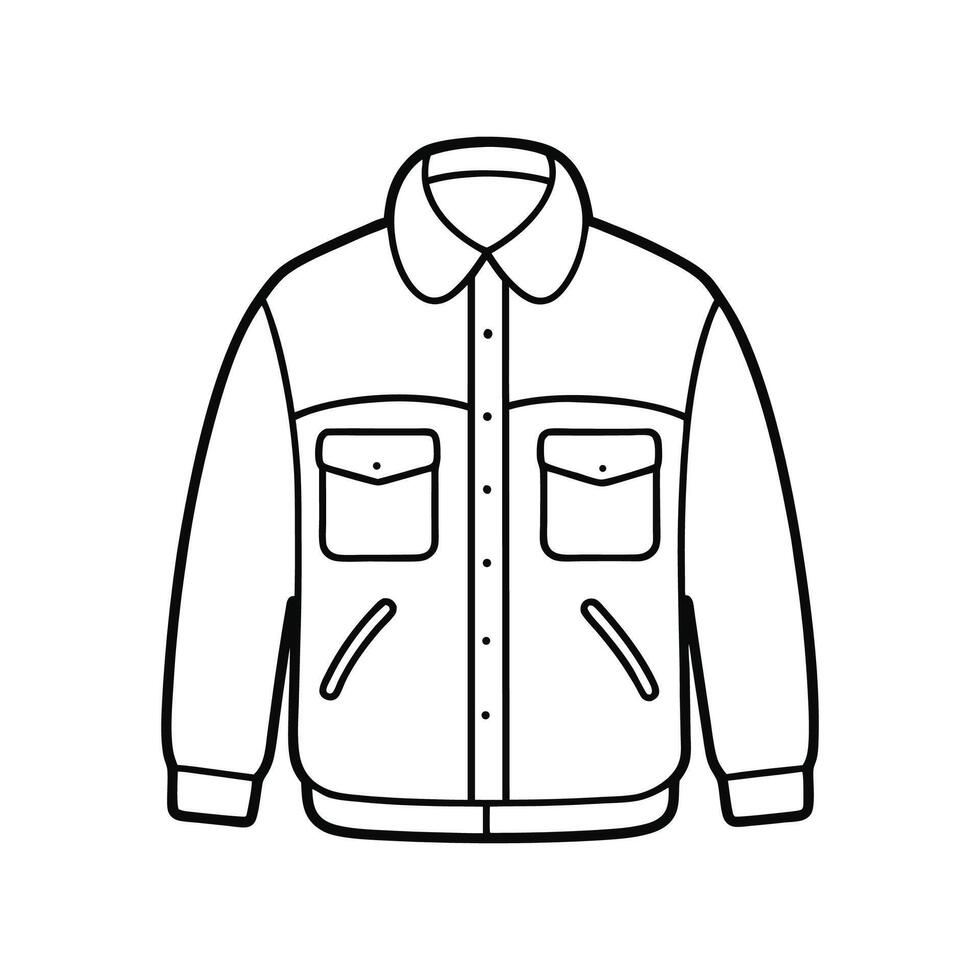 Unique Bold Outline of Warm Sherpa Overshirt Art vector