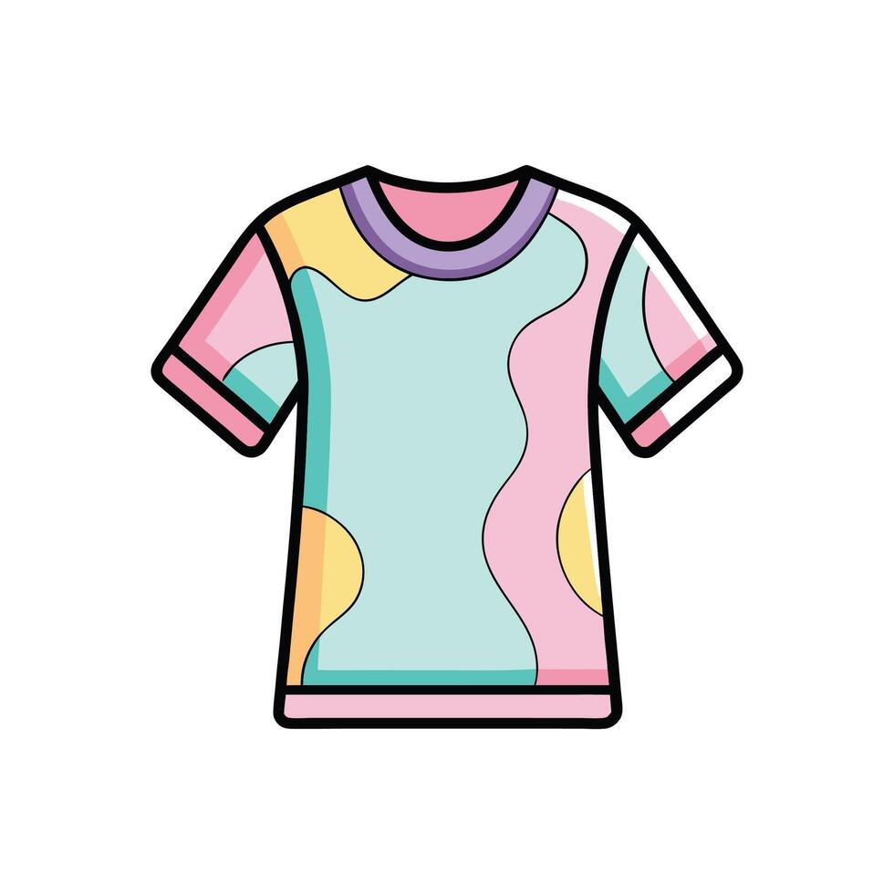 Unique Bold Outline of Whimsical Pastel Tee Art vector