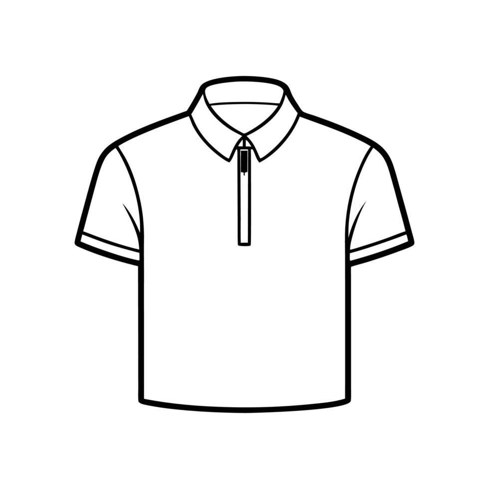 Stylish Outline of Zippered Collar Polo vector