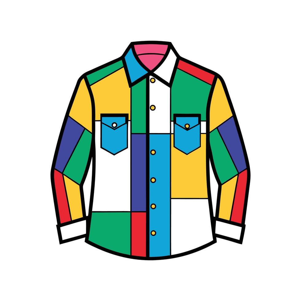 Creative Patchwork Button Up Bold Outline Design vector