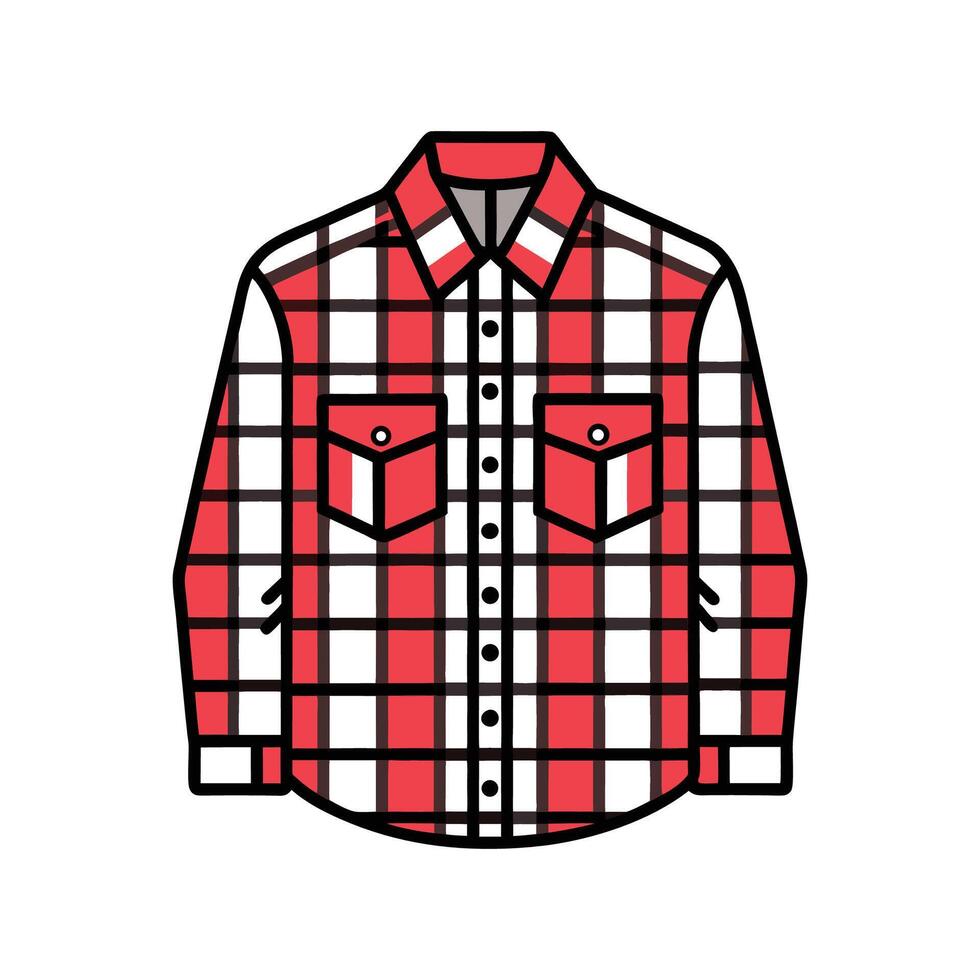 Stylish Plaid Oversized Button Up Illustration vector