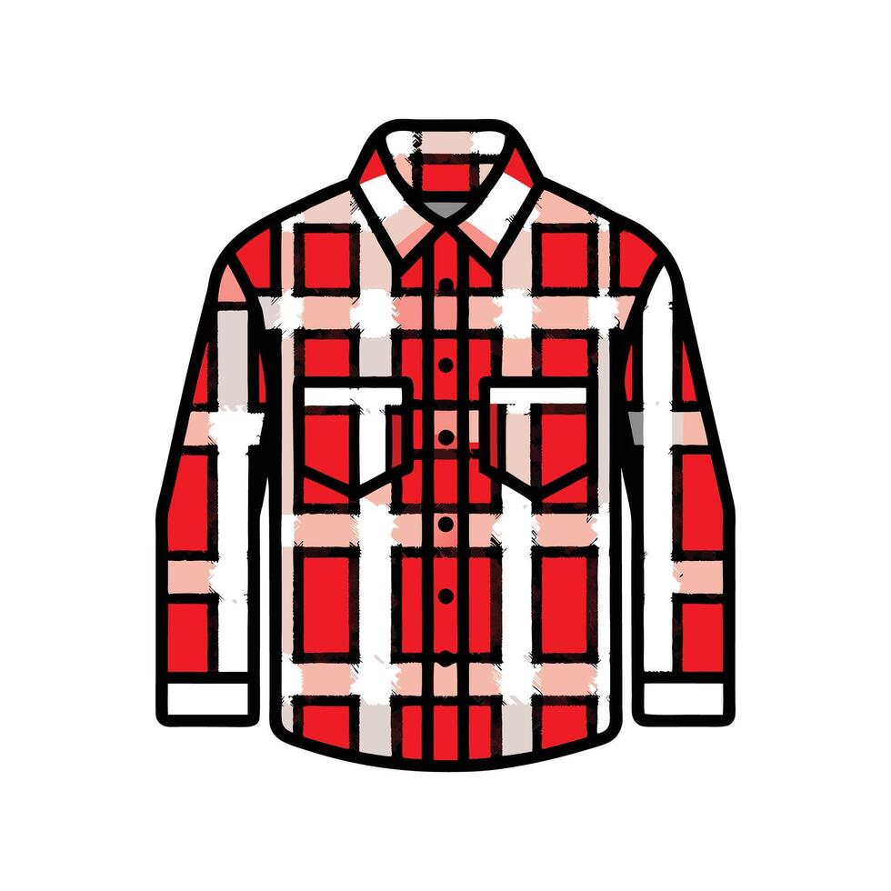 Chic Plaid Oversized Button Up Bold Outline vector