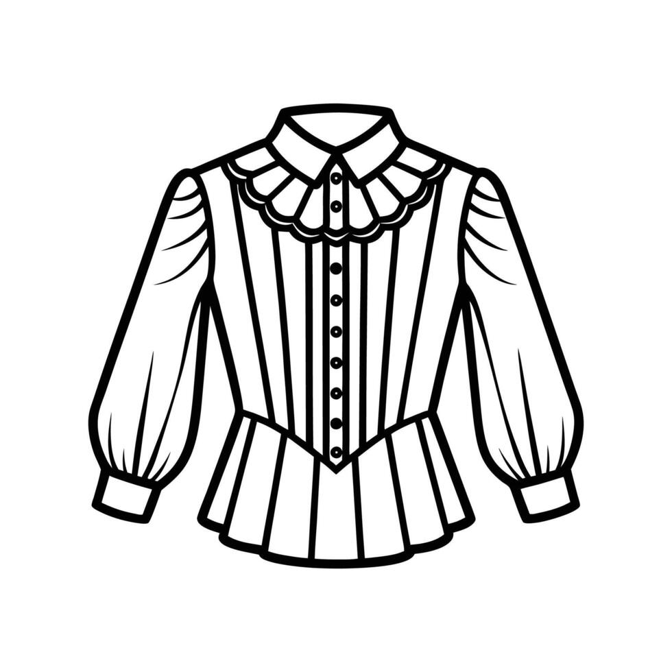 Chic Bold Outline Design of Victorian Blouse vector
