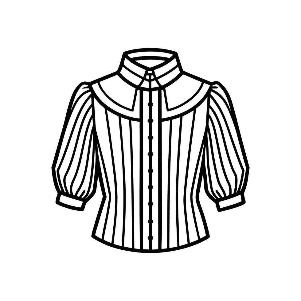 Innovative Victorian Pleated Blouse Outline Art vector