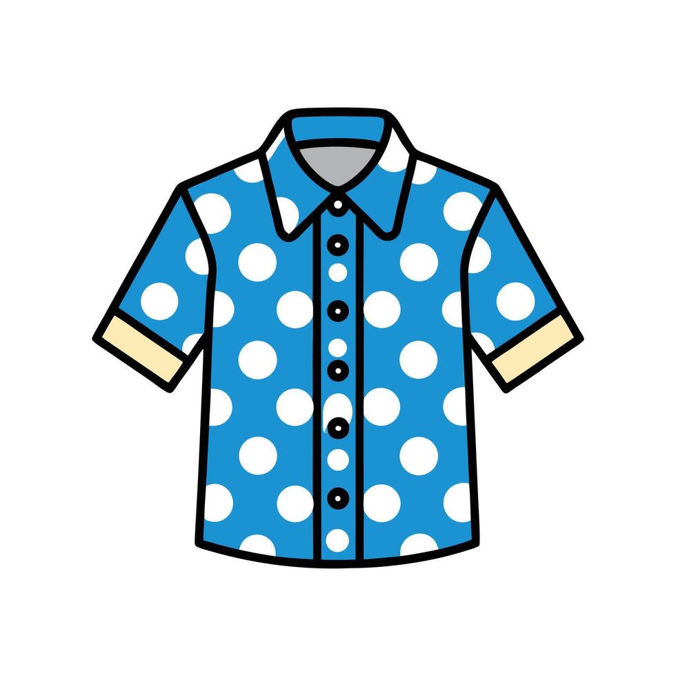 Charming Bold Outline of Polka Dot Casual Shirt vector