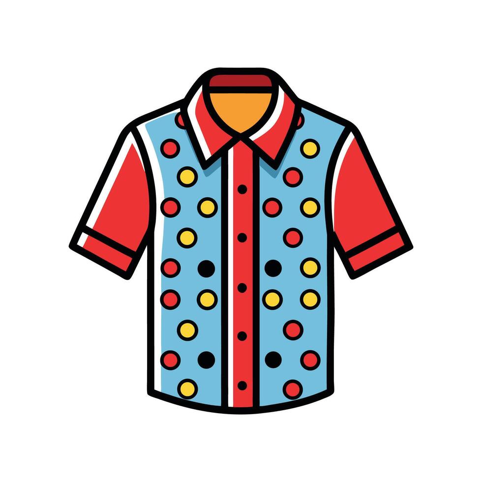 Playful Polka Dot Casual Shirt Bold Outline Art vector