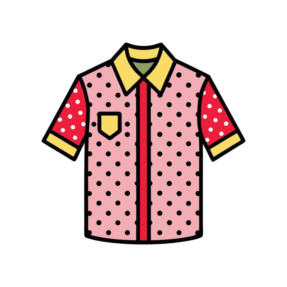 Trendy Polka Dot Casual Shirt Outline Design vector