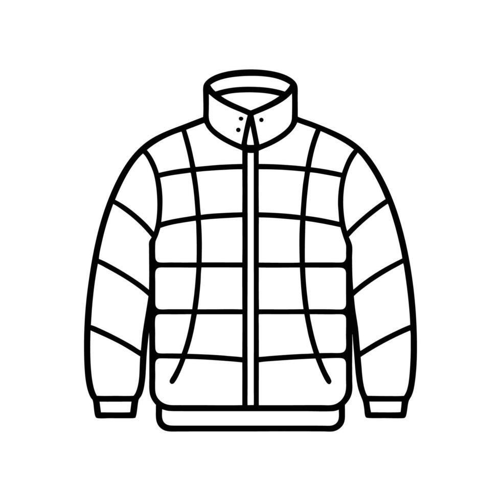 Bold Outline of Puffy Quilted Jacket Shirt vector