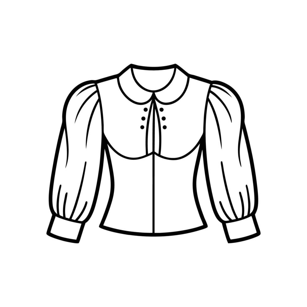 Elegant Puffy Sleeve Blouse Bold Outline Design vector