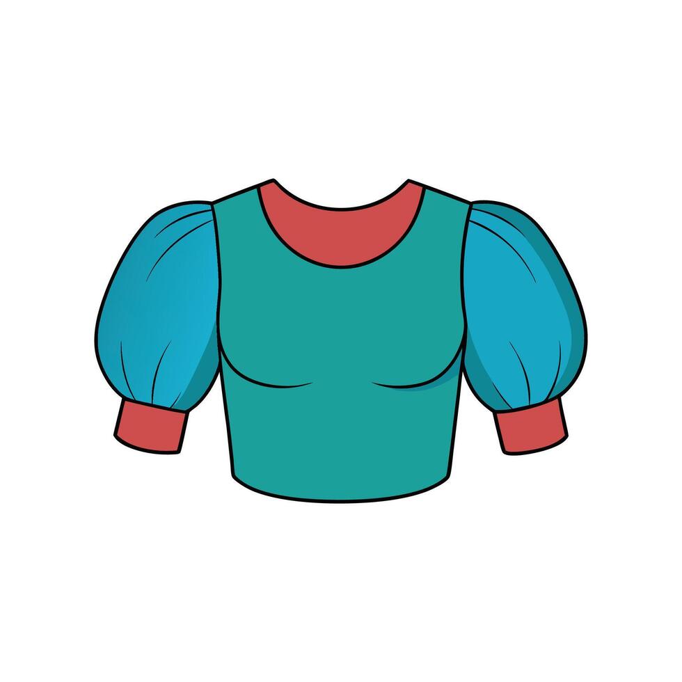 Trendy Cropped Top with Puffy Sleeve Outline vector