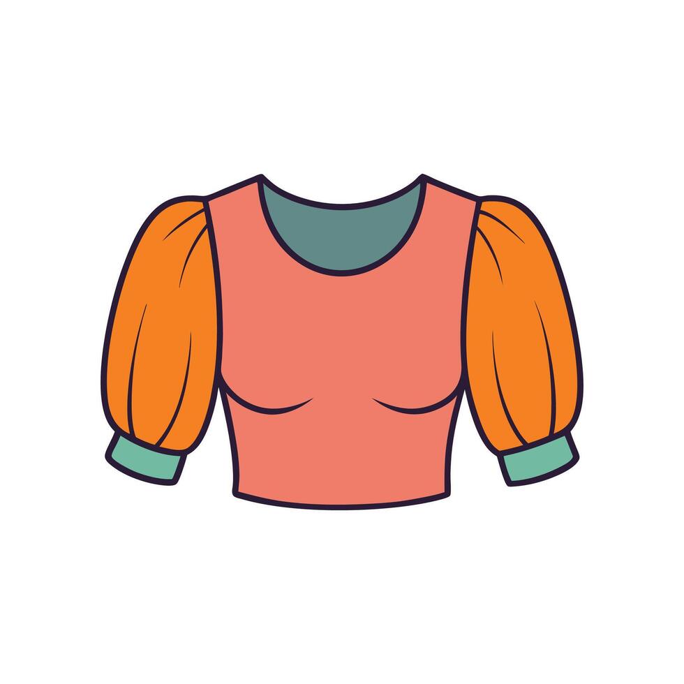 Chic Bold Outline of Puffy Sleeve Cropped Top vector