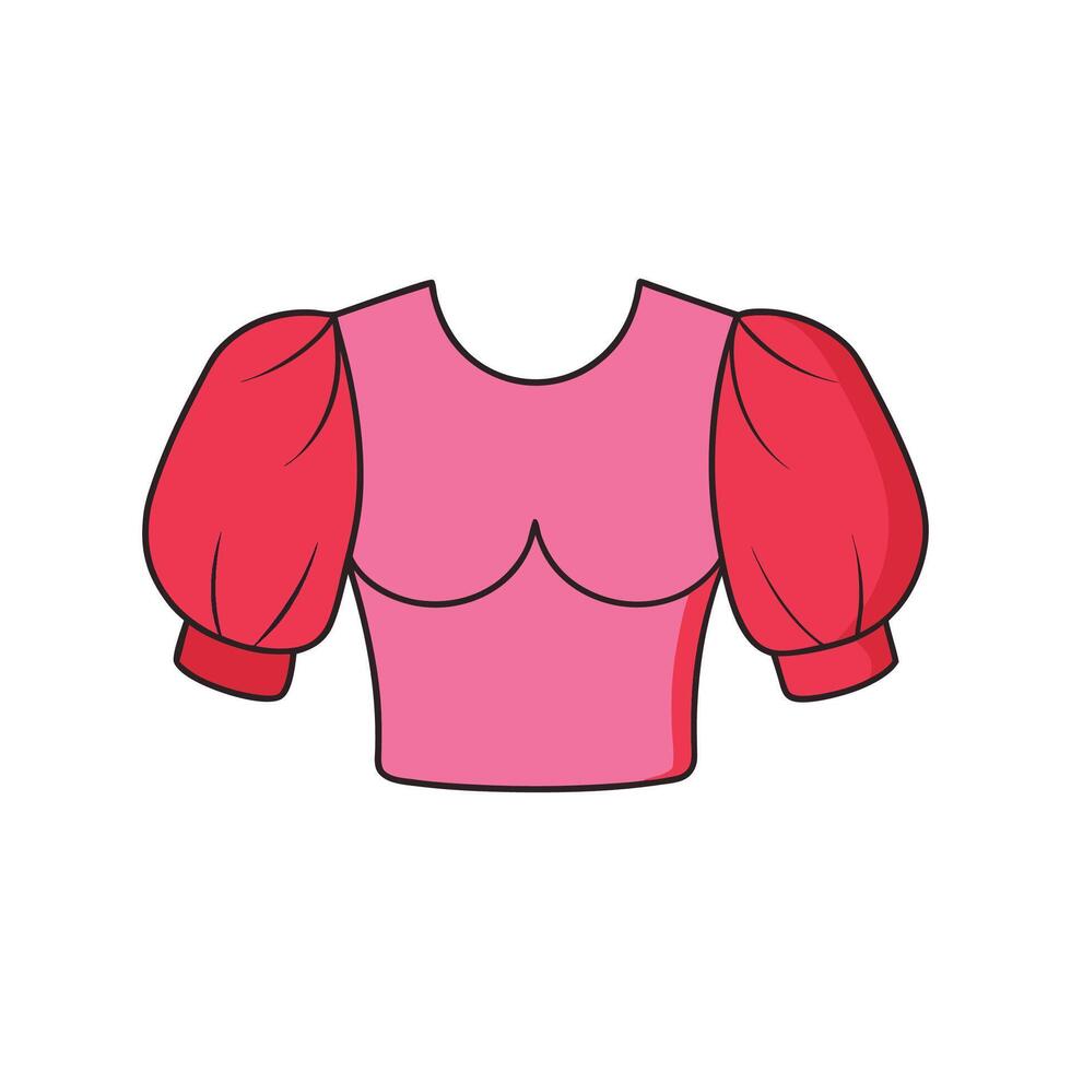 Stylish Cropped Top with Puffy Sleeve Outline vector