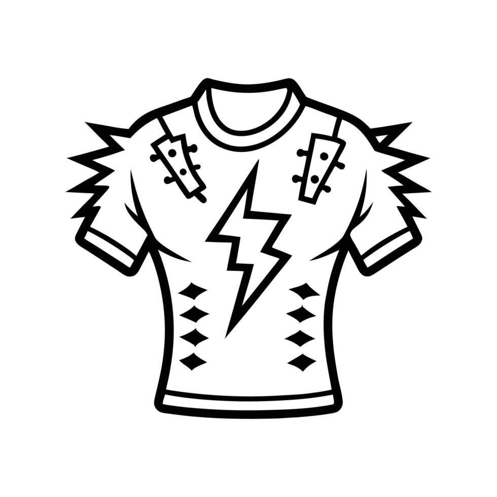 Stylish Ripped Tee with Bold Punk Rock Outline vector