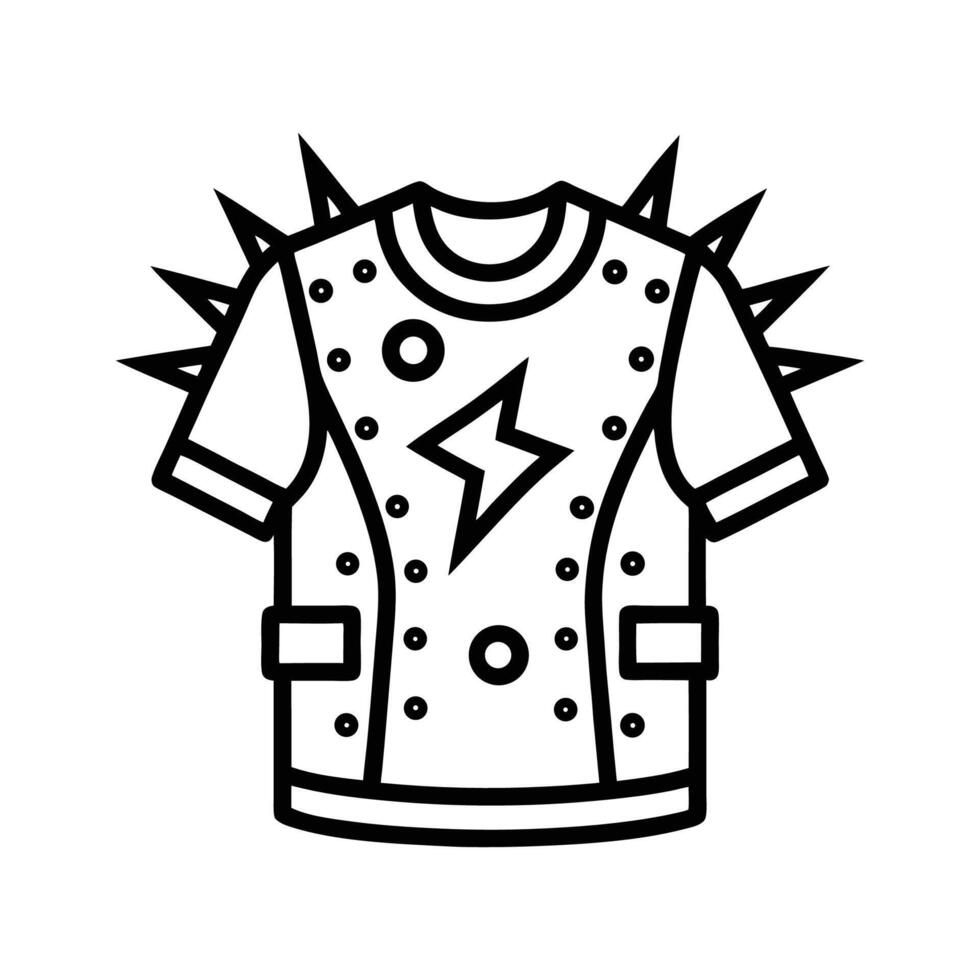 Stylish Punk Rock Tee with Studded Bold Outline vector