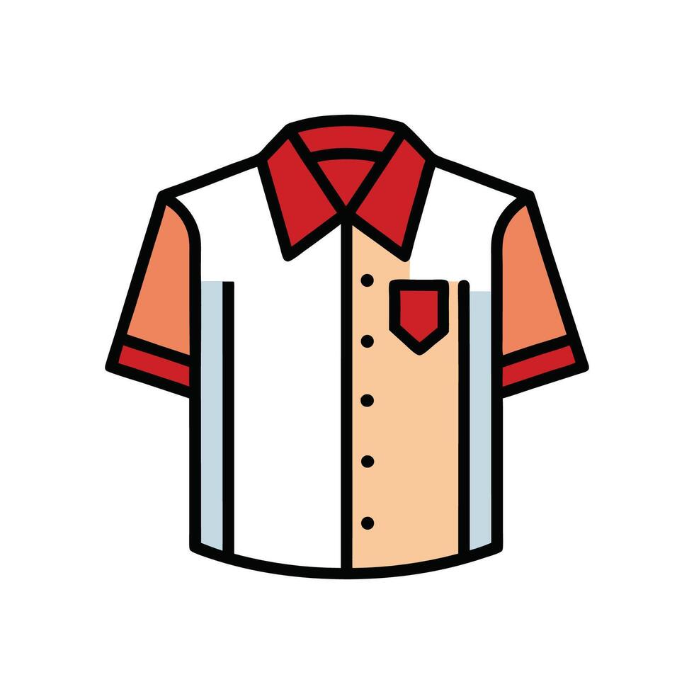 Chic Retro Camp Collar Shirt Bold Outline Art vector