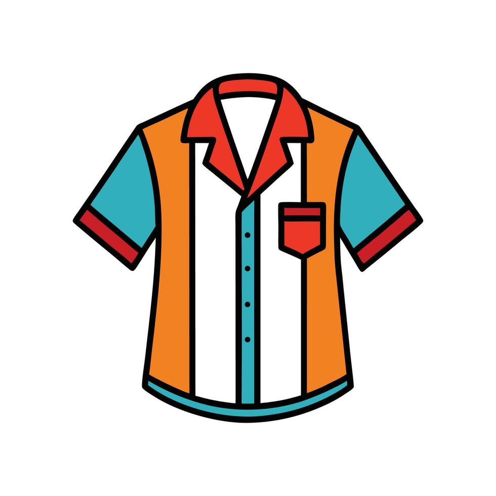 Creative Retro Camp Collar Shirt Outline Design vector