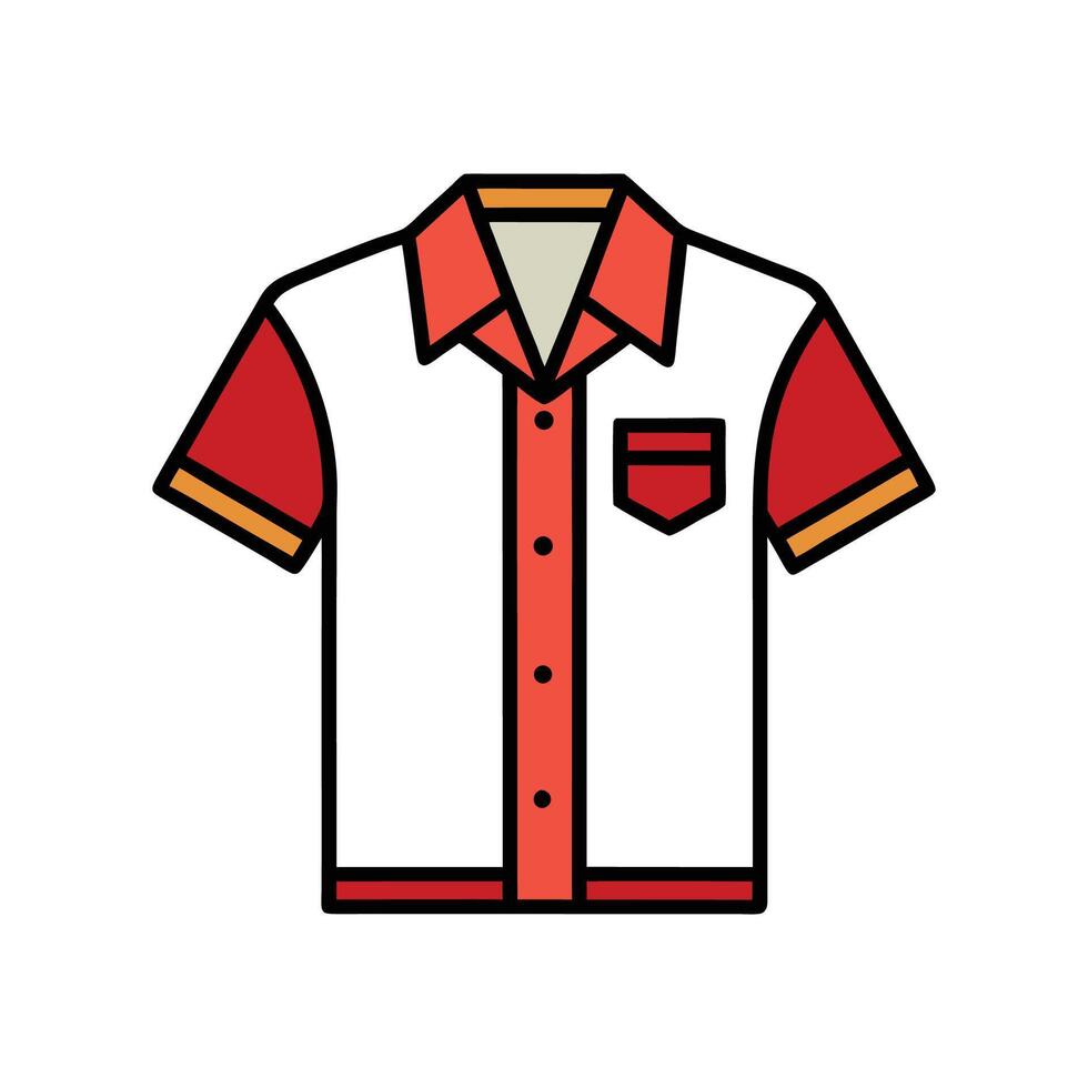 Stylish Bold Outline of Retro Camp Collar Shirt vector