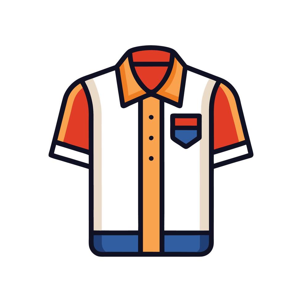 Charming Retro Bowling Shirt Bold Outline Art vector