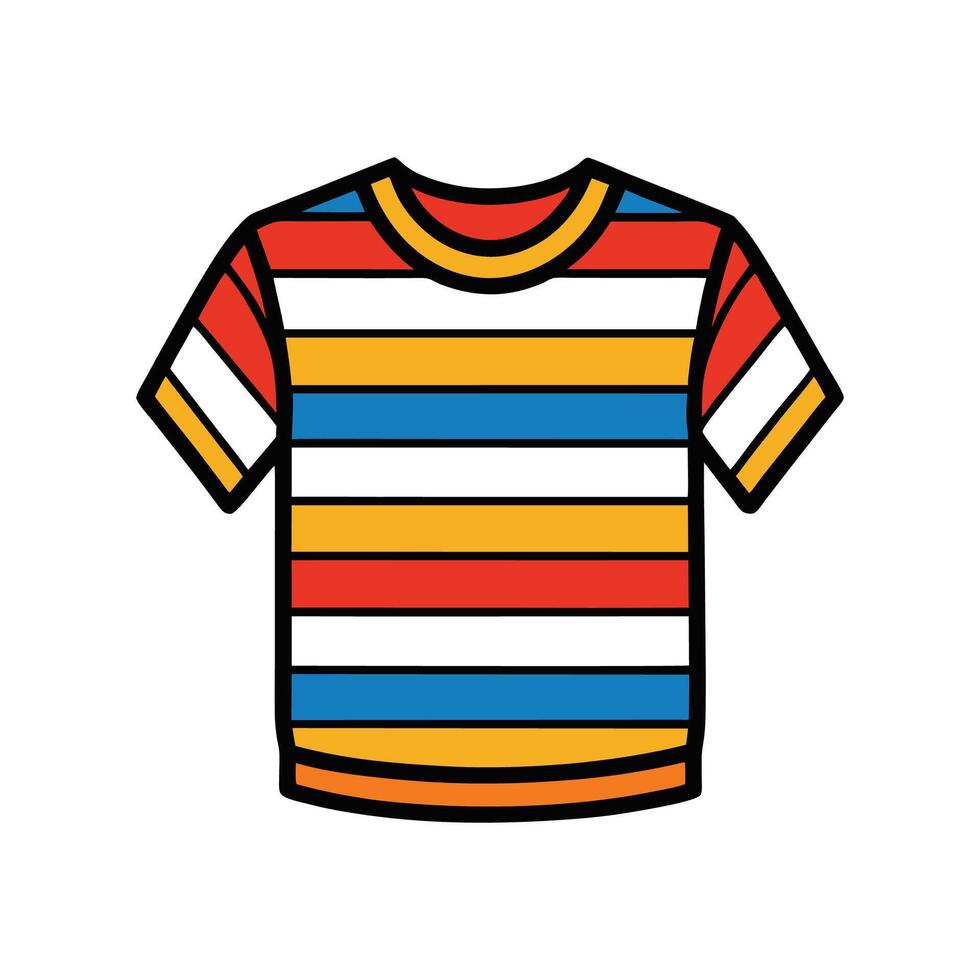Creative Retro Striped Knit Tee Design Outline vector