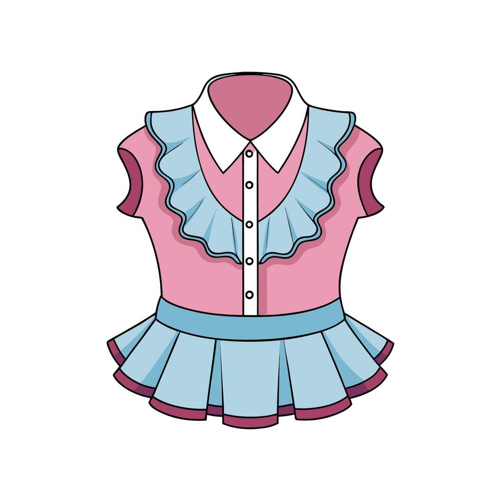 Unique Outline Design of Ruffled Peplum Blouse vector