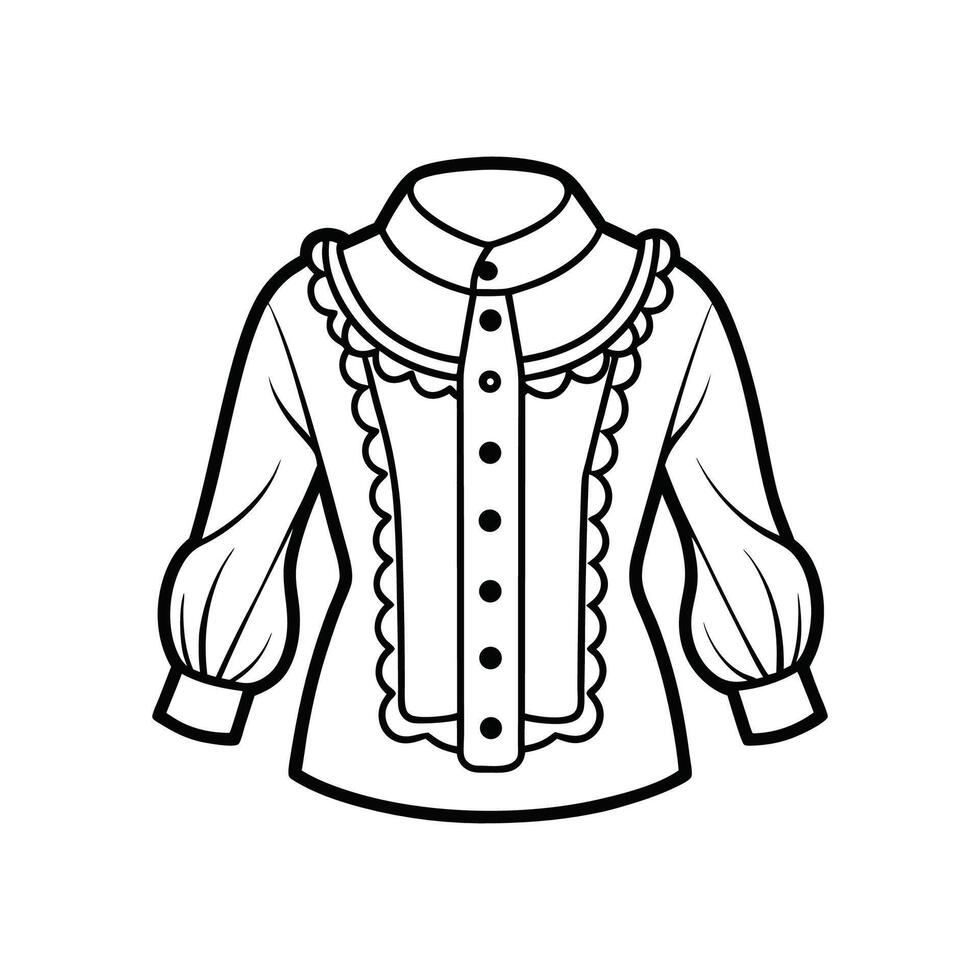 Creative Outline Design of Ruffled Victorian Blouse vector