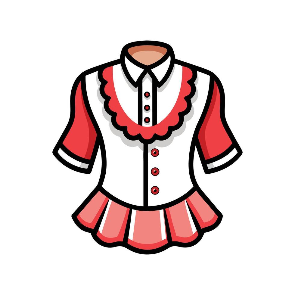 Creative Bold Outline Design of Ruffle Neck Shirt vector