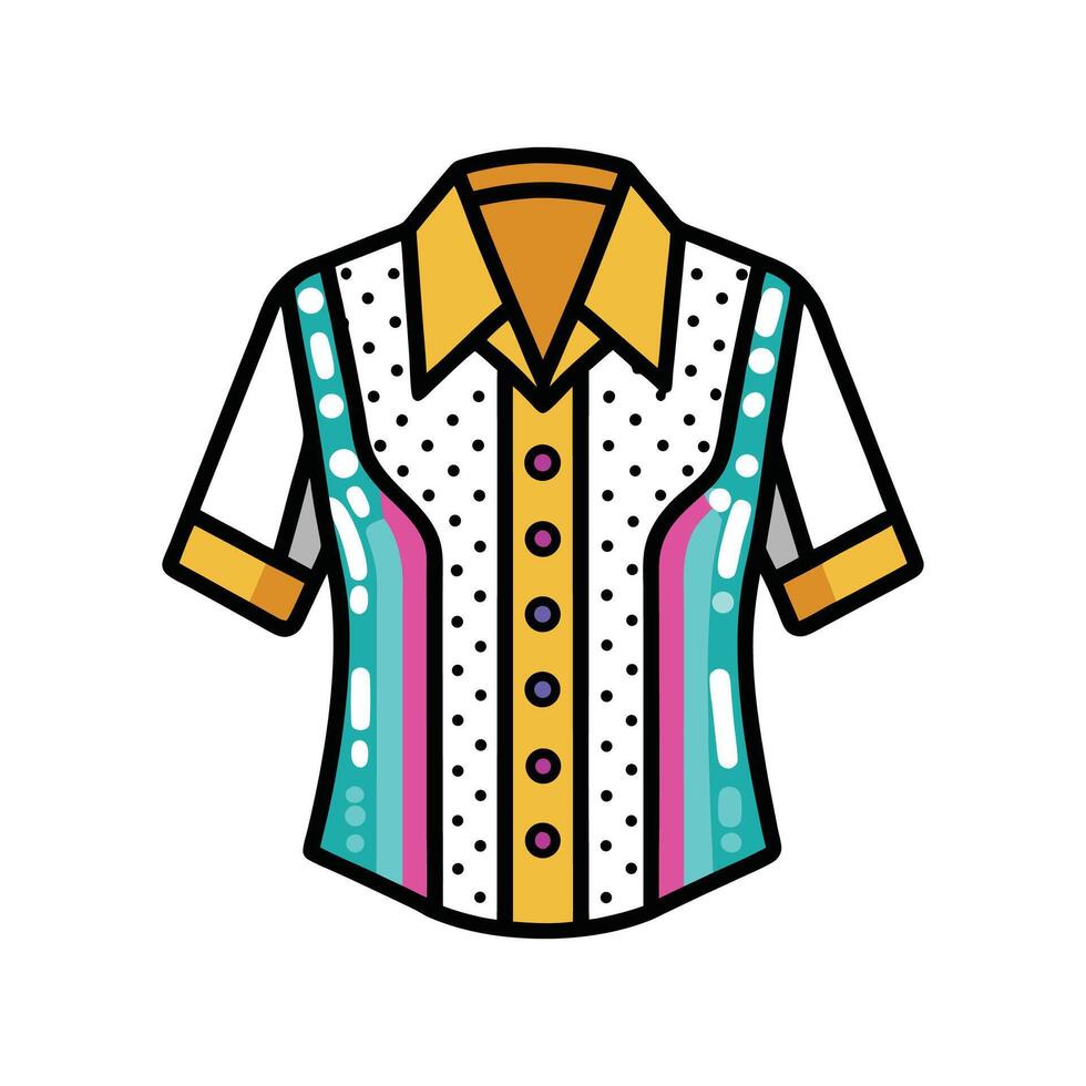 Stylish Outline of Sequin Embellished Shirt. vector