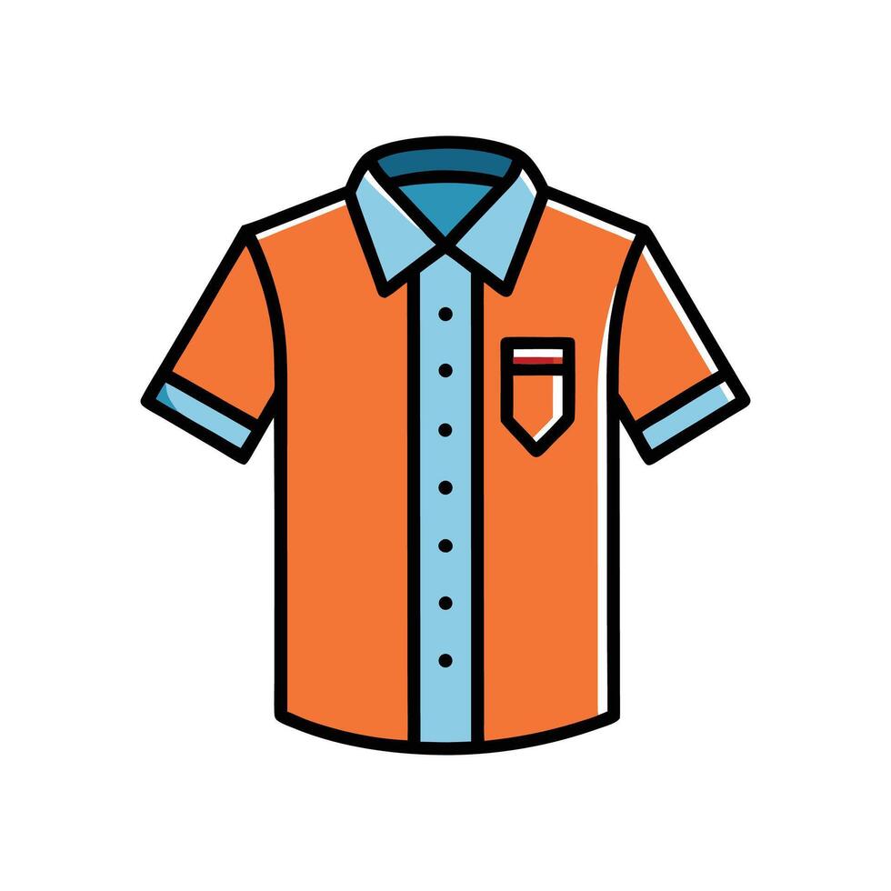 Creative Short Sleeve Button Up Shirt Outline Design vector