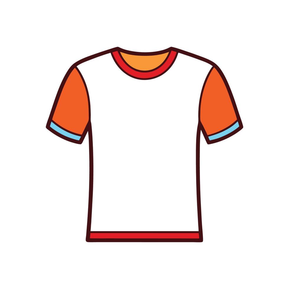 Stylish Simple Cuffed Sleeve Tee Outline Design vector
