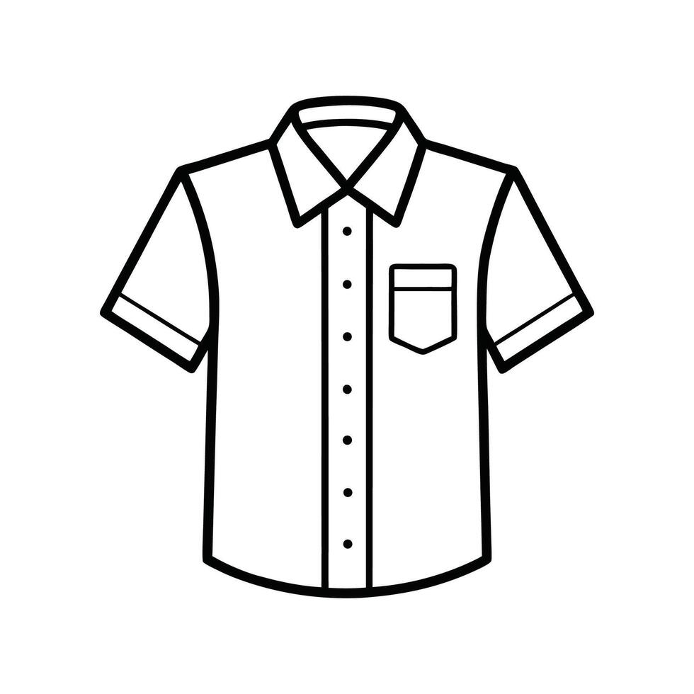Unique Bold Outline of Short Sleeve Button Up Shirt vector